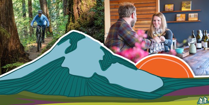 A Willamette Valley marketing banner, showing various activities associated with the region.